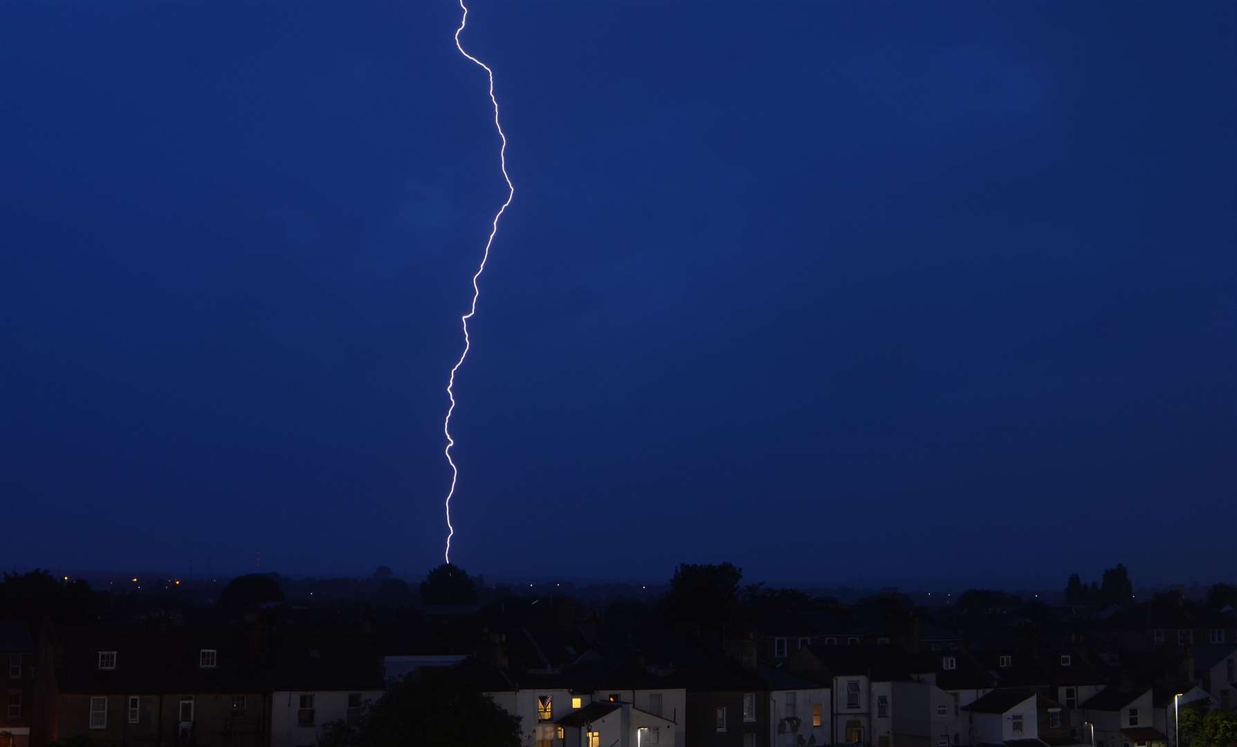 Lightning over Gravesend this morning. Picture: Jason Arthur