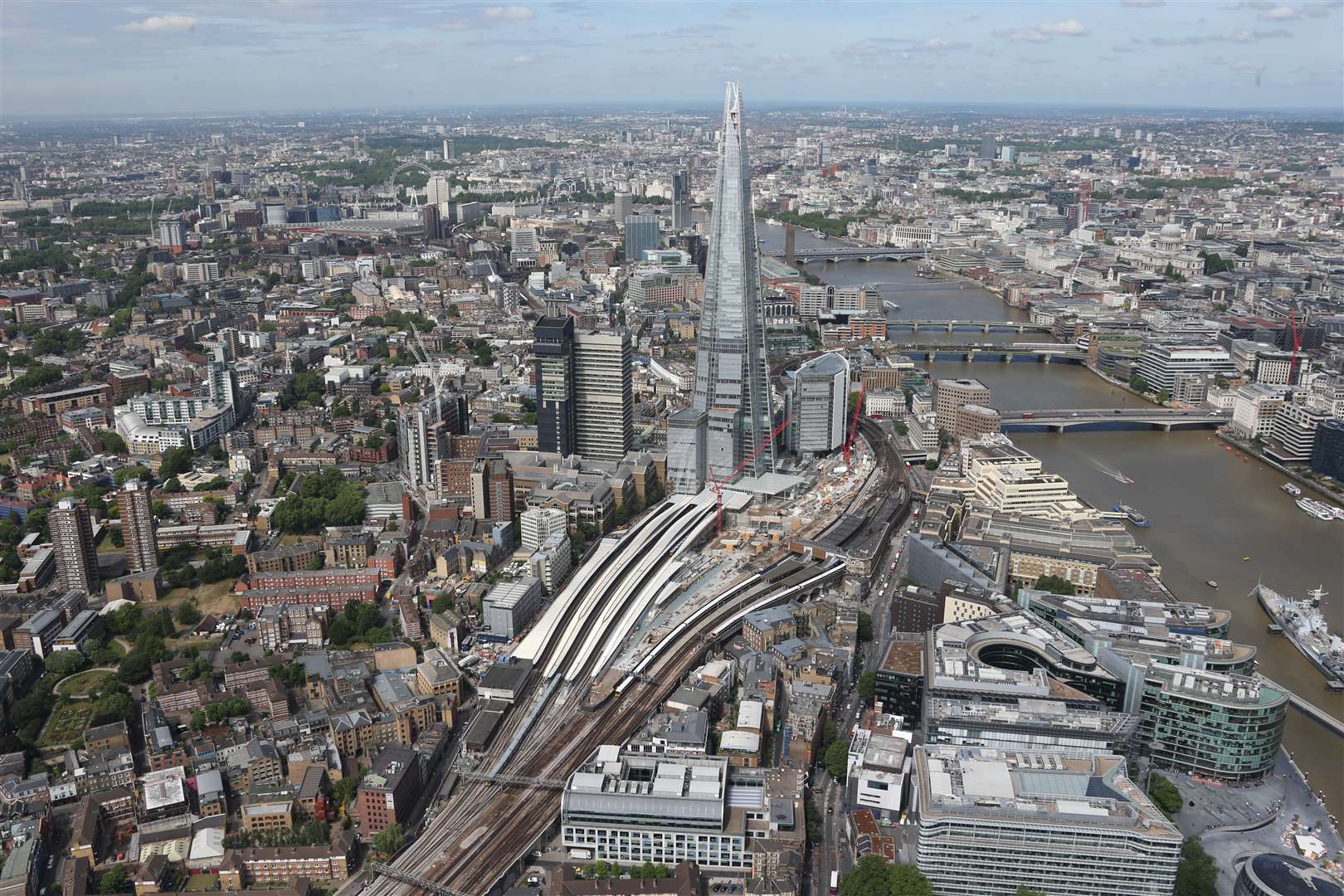 The new London Bridge station under construction, next to the Shard