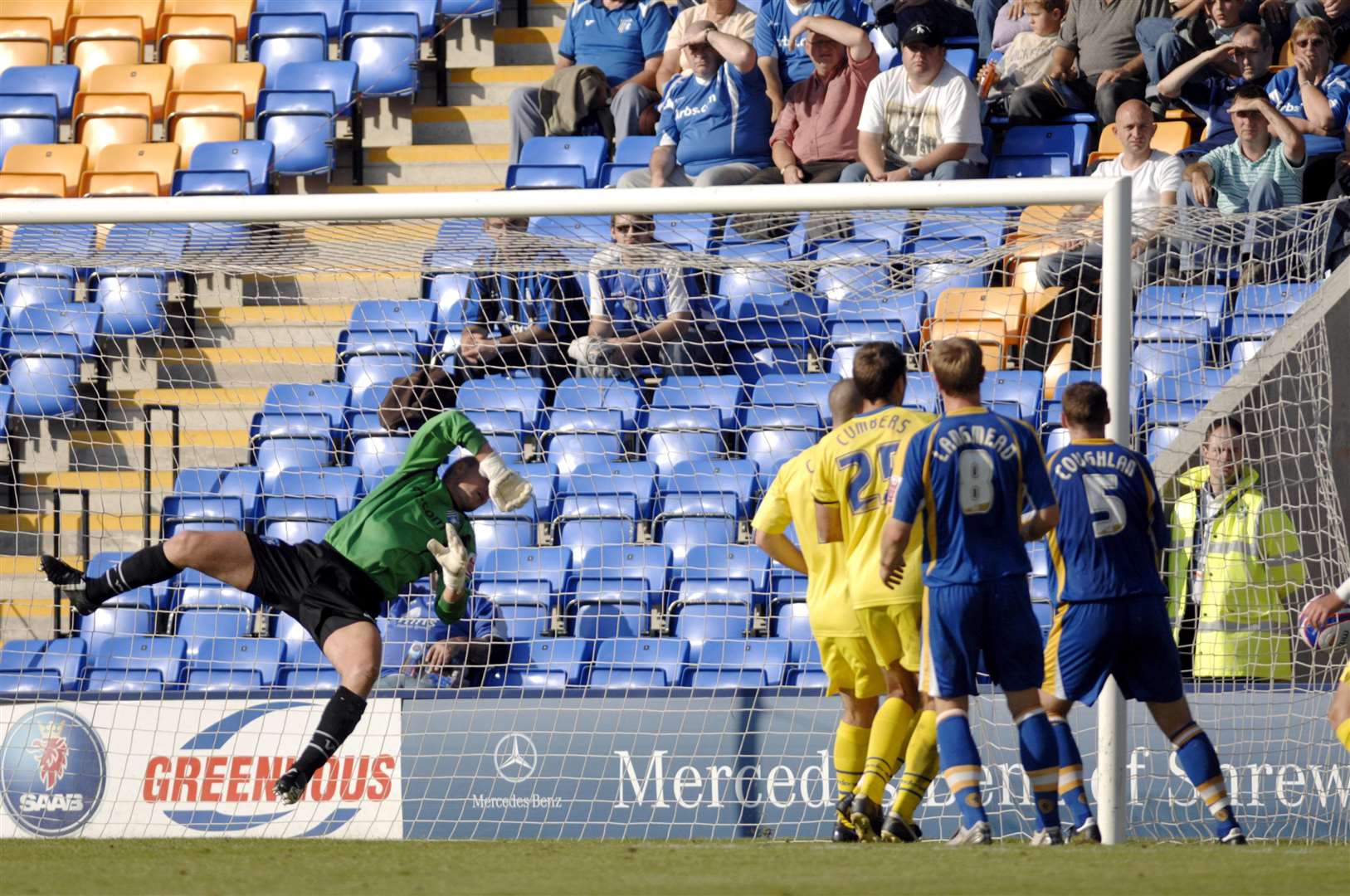 Shrewsbury score their seventh goal against the Gills, in a 7-0 win a decade ago Picture: Matthew Walker
