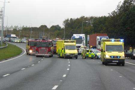 Accident on A2, Gravesend West junction