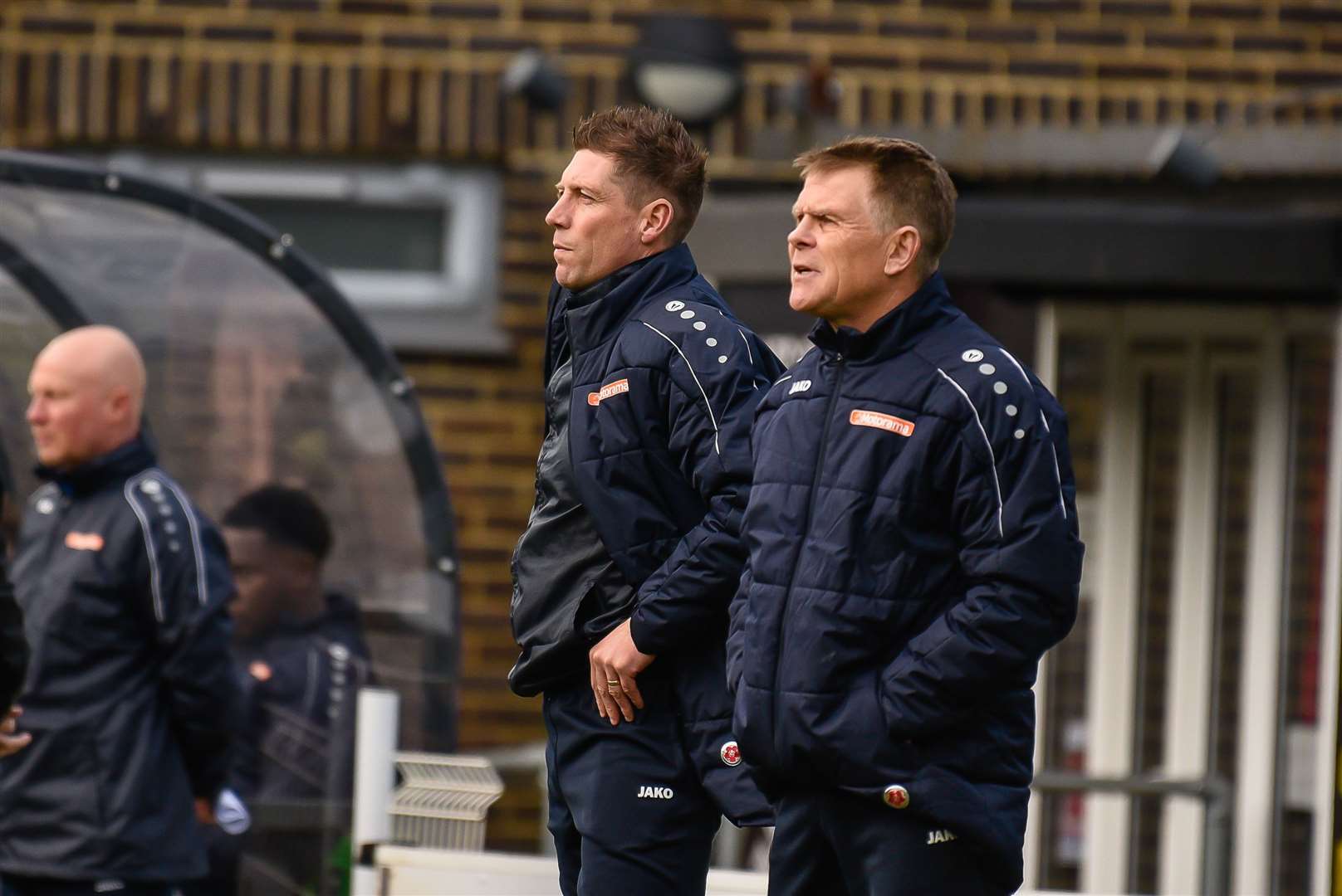 Dover manager Andy Hessenthaler with assistant Nicky Southall Picture: Alan Langley