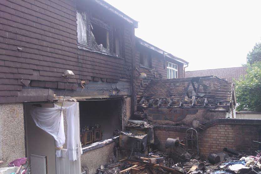 Fire ripped through the terraced home