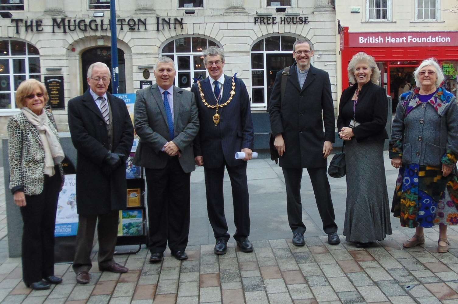 The Mayor, Cllr Richard Thick, and his guests at the flag ceremony