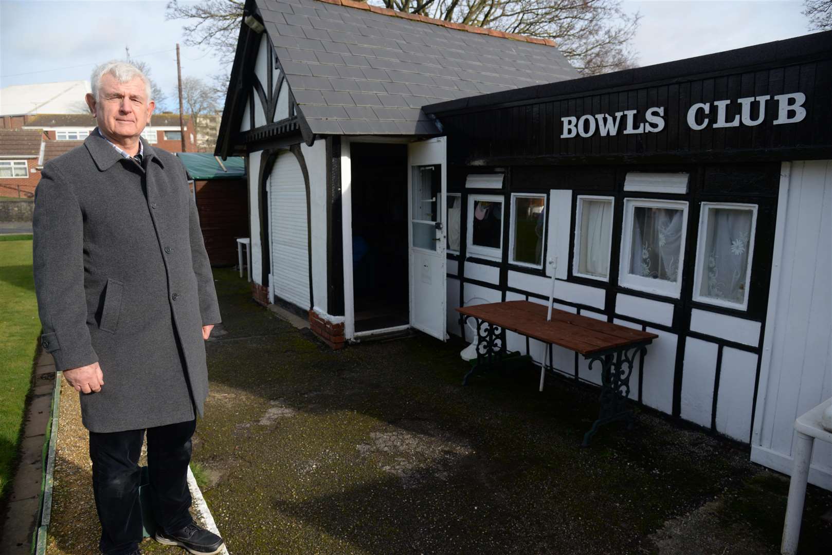 Club chairman John Sadler outside the old pavilion