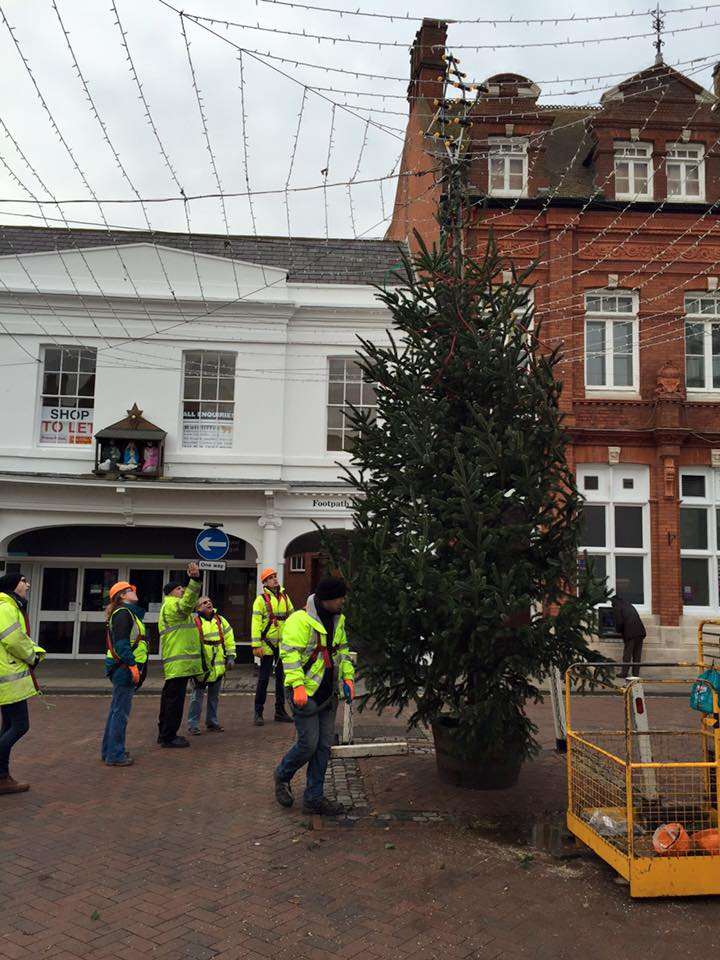 A car drove into the base of the Christmas tree, causing £500 worth of damage.