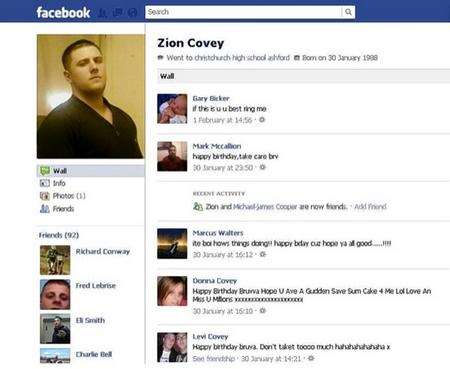 Murderer Zion Covey's Facebook profile