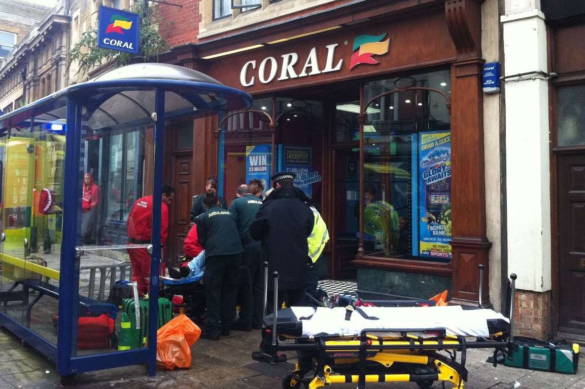 Paramedics outside Coral in Gravesend town centre
