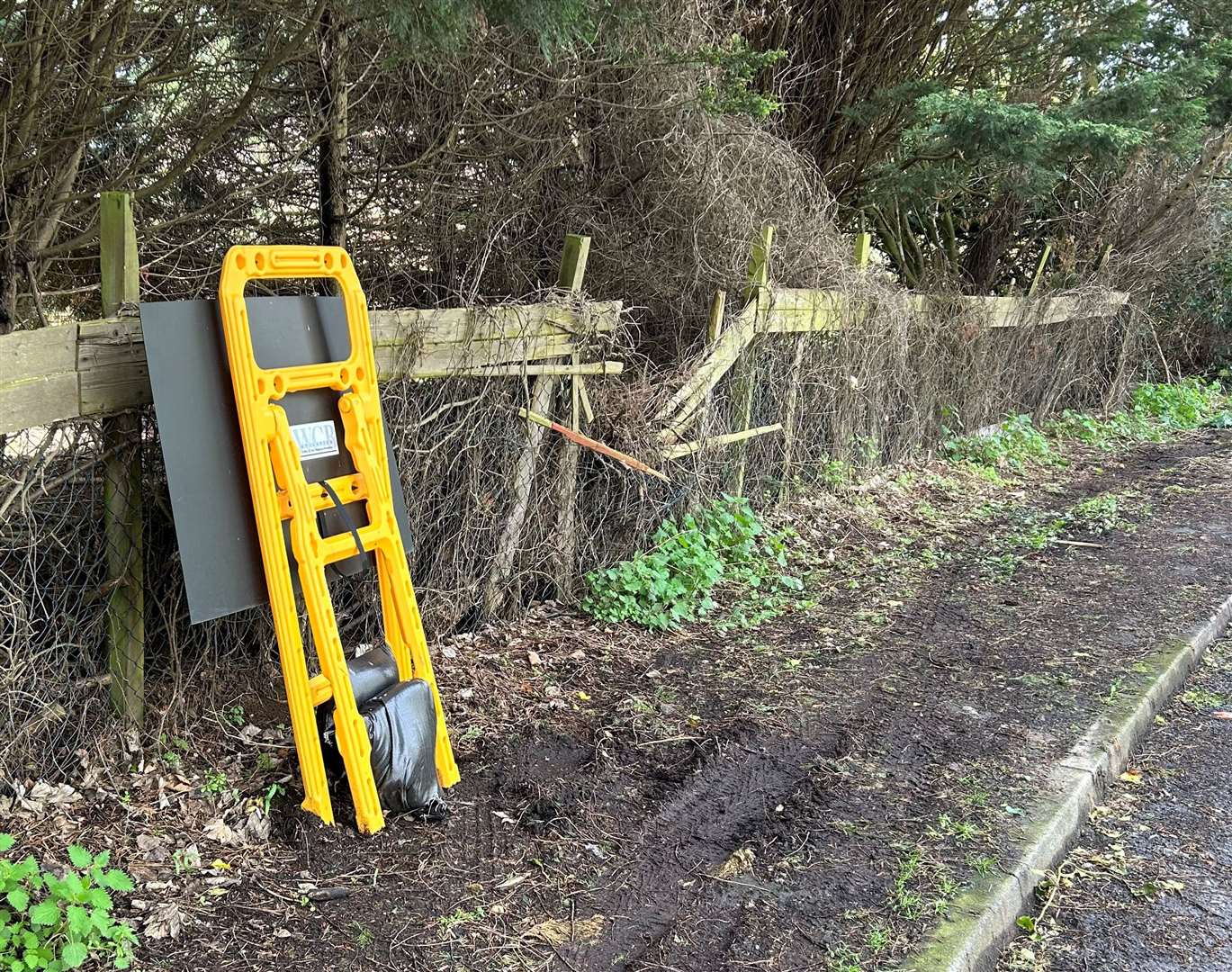 Mrs Pain's fence was damaged by drivers trying to avoid the barriers in Abbots Hill, Ospringe
