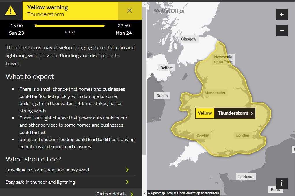 The Met Office has released yet another yellow weather warning for Kent. Picture: Met Office