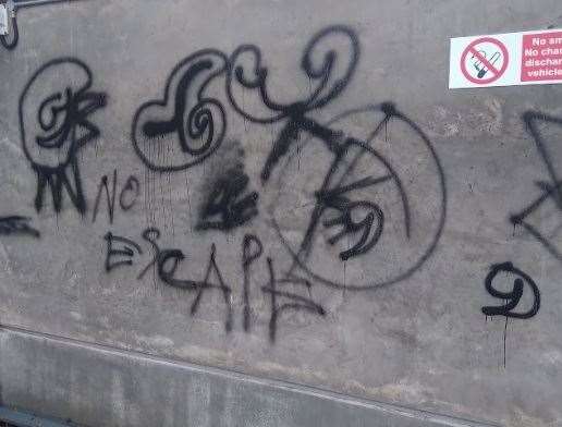 The graffiti at the multi-storey car park in Canterbury. Picture: Canterbury City Council