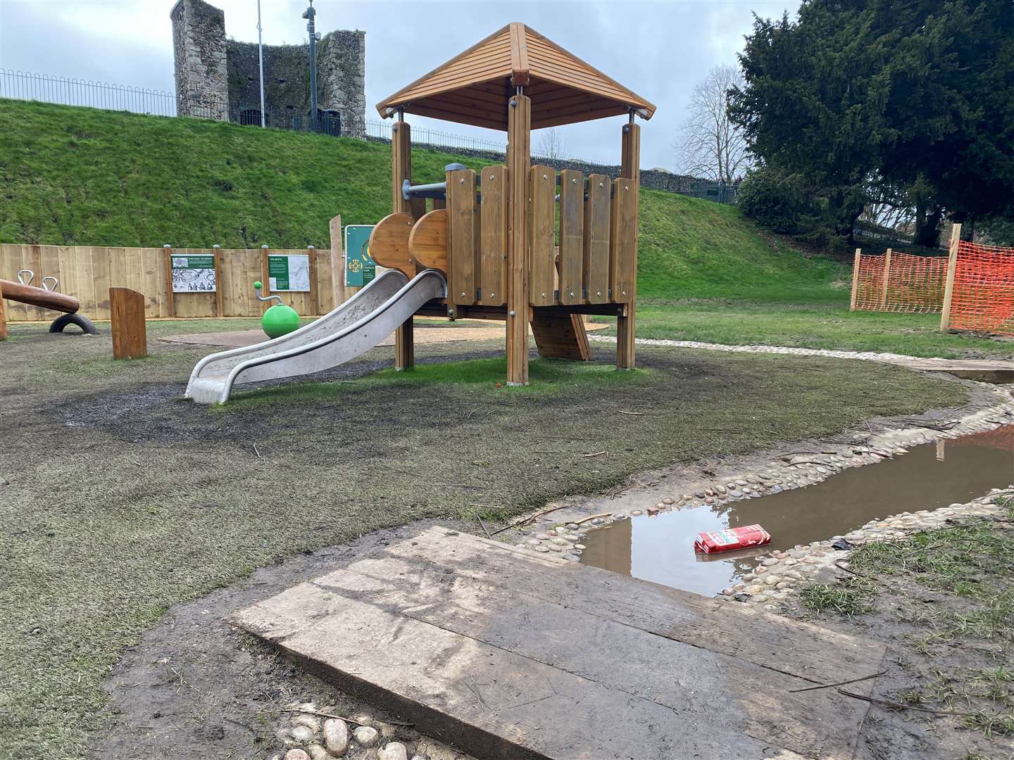 The playground at Dane John Gardens in Canterbury has been branded a "muddy mess" just days after opening