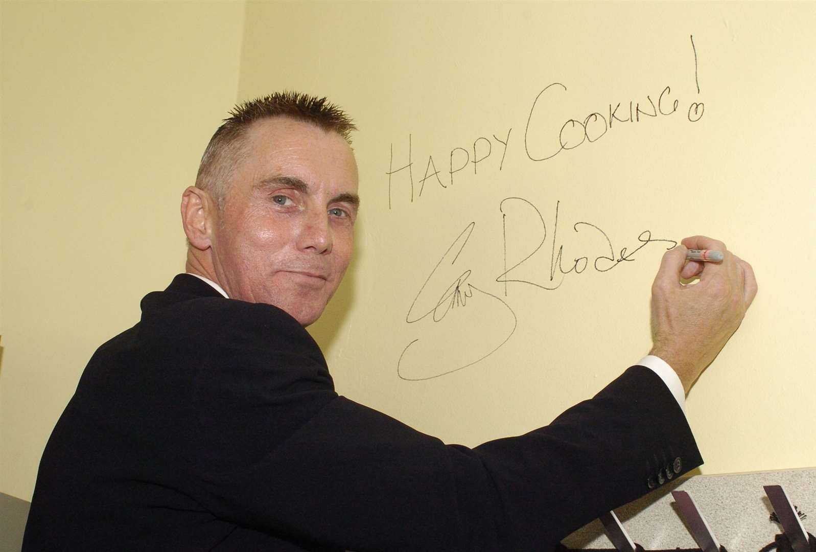 Gary Rhodes visits the new cookery room at Rochester Grammar School in 2011