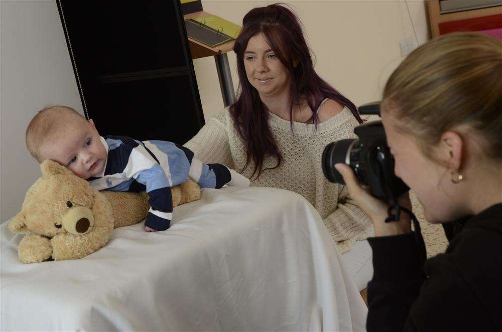 Archie Wood, three months, being photographed by Starlight Studios' photographer Stacey Wimbledon-Emigh