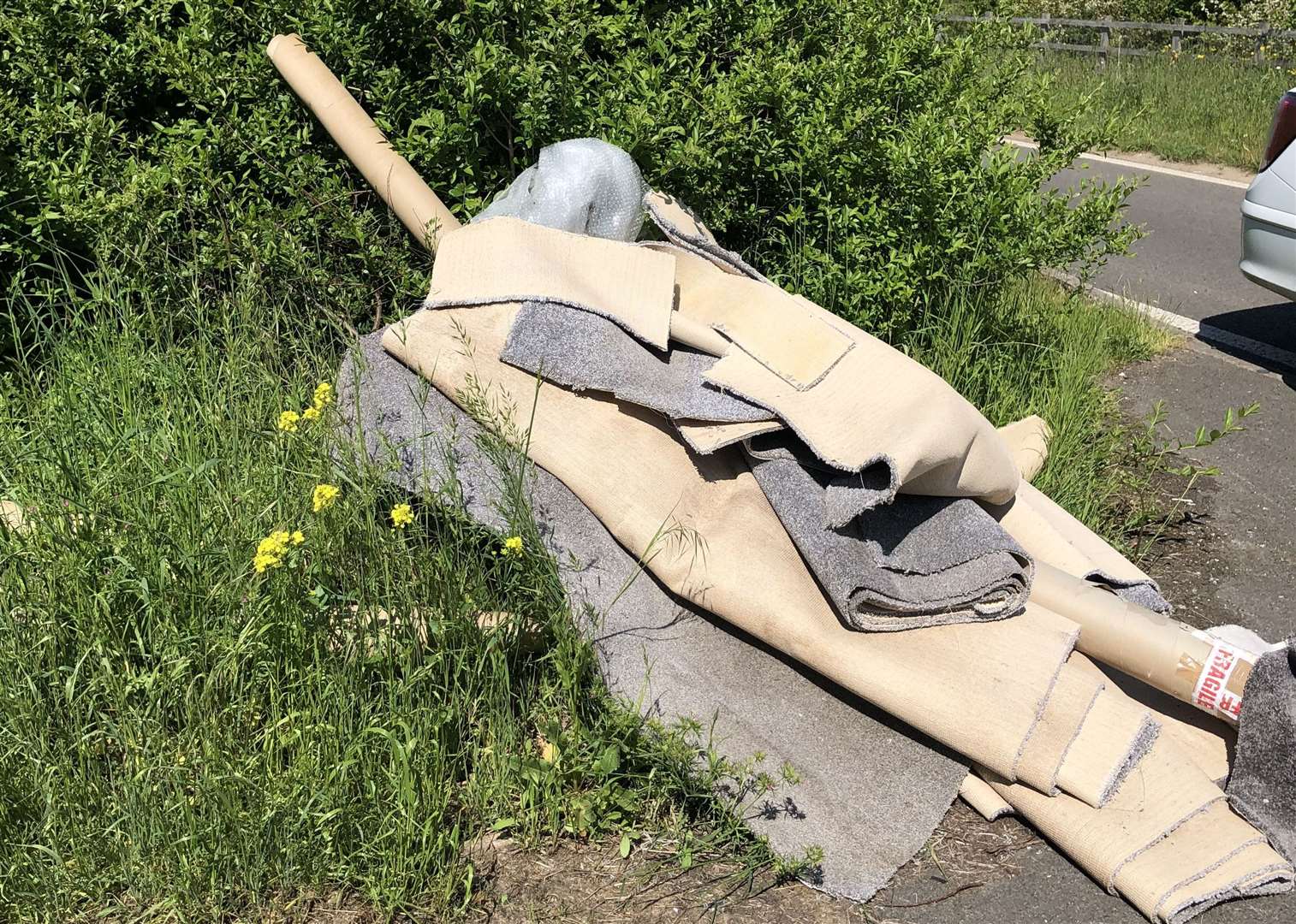 Kingsnorth was identified as the previous owner of a carpet and other household waste fly-tipped in Northfleet Picture: Gravesham Council