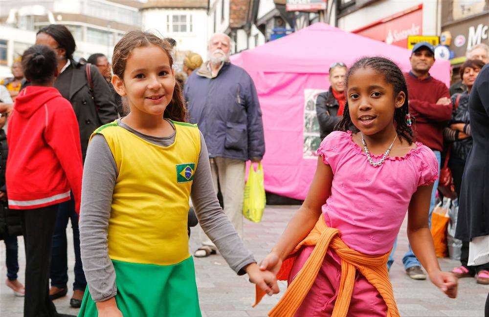 Youngsters join in the dancing at a Black History Month event in Maidstone