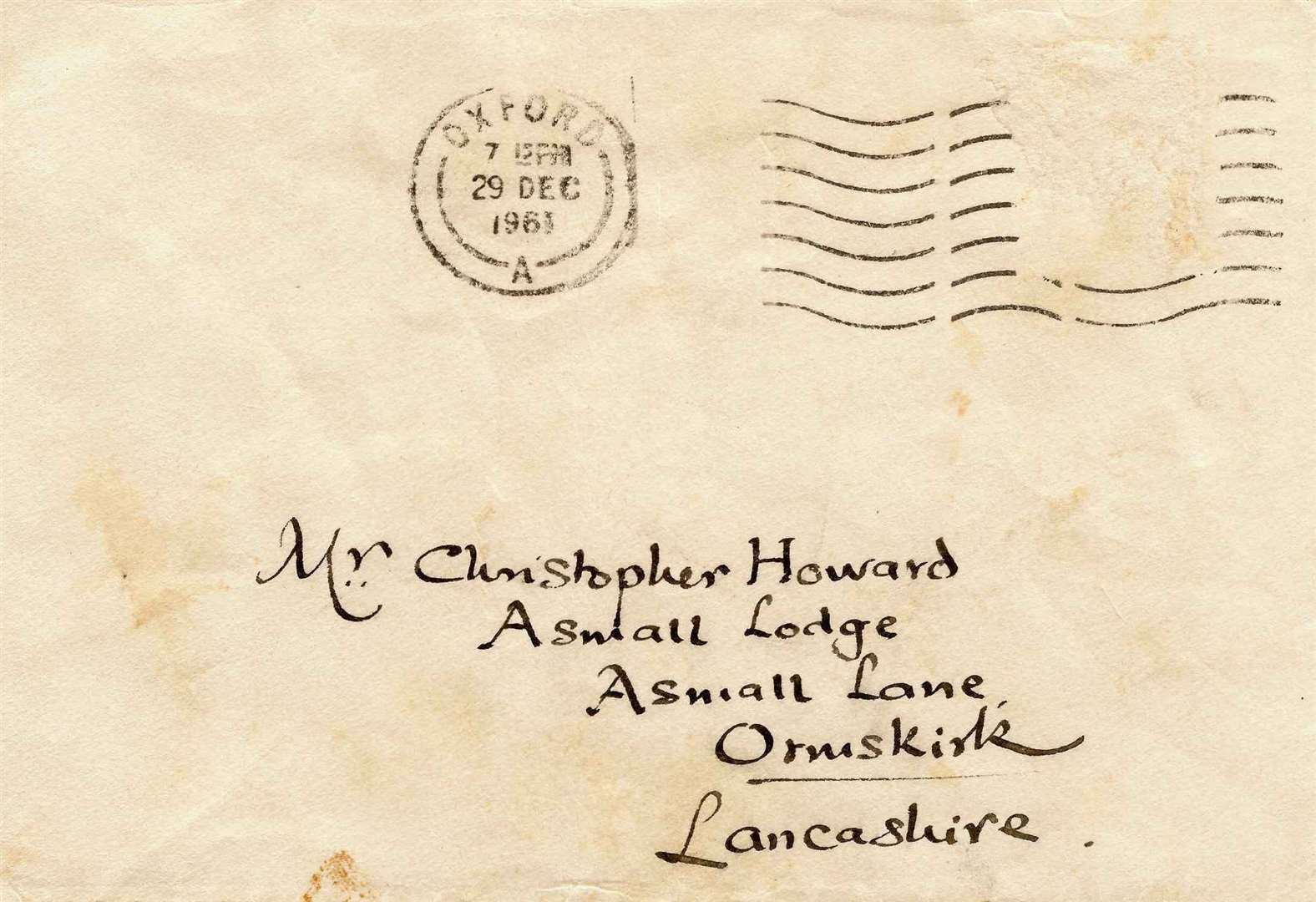Envelope from The letter from J R R Tolkien sent to a young fan in 1961. Photo: Hanson Ross