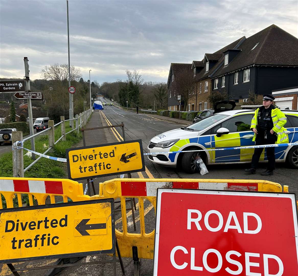 The Street in Boughton-under-Blean was closed for 24 hours