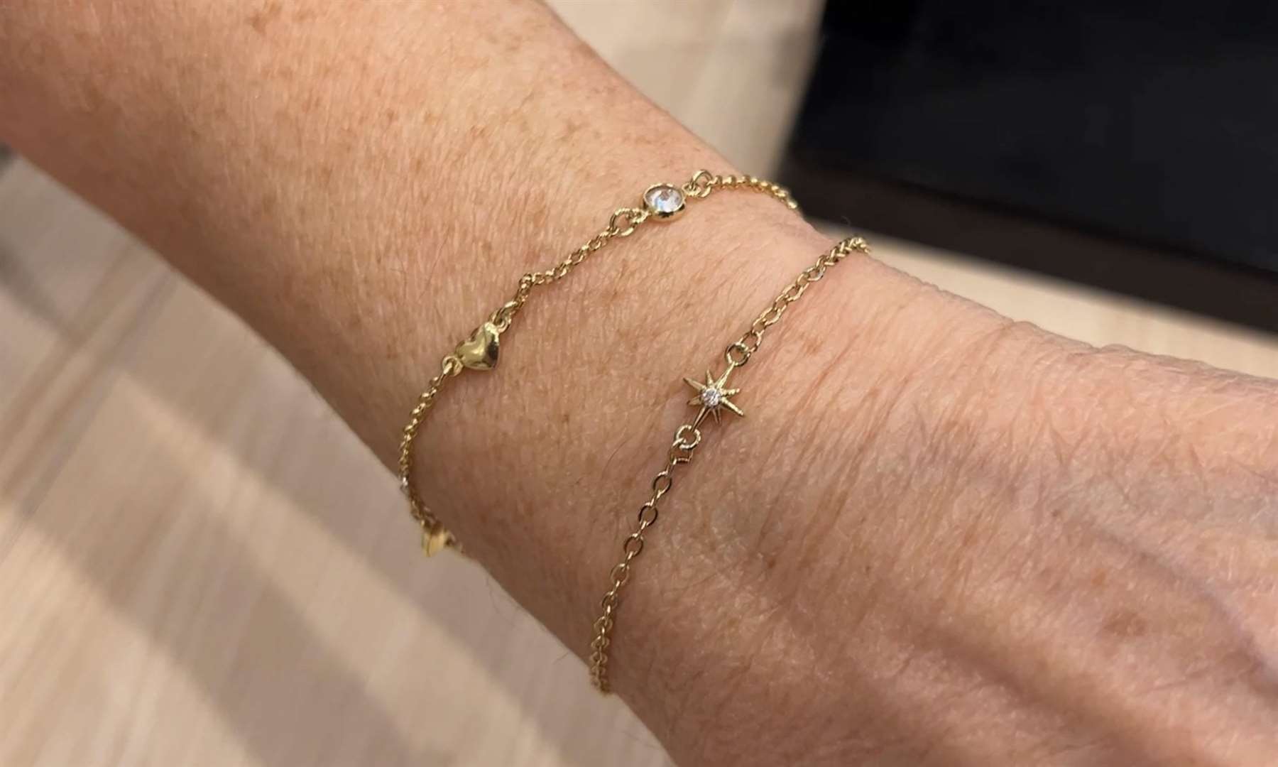 A gold permanent bracelet by RMB Beauty. Picture: Megan Carr