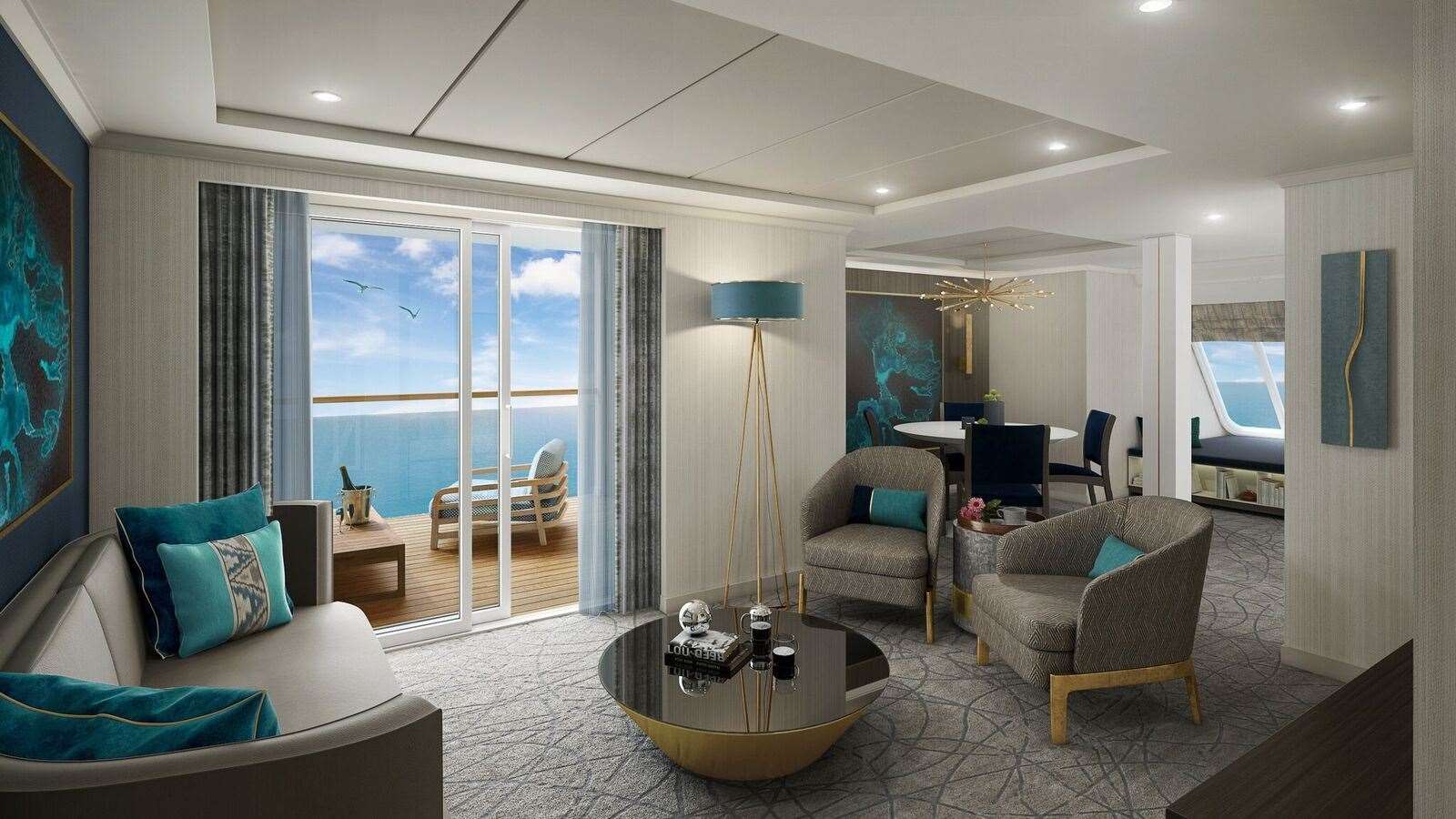 A suite inside the Spirit of Discovery cruise ship