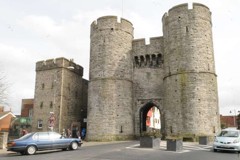 Thugs broke a man's jaw near the Westgate Towers in Canterbury.