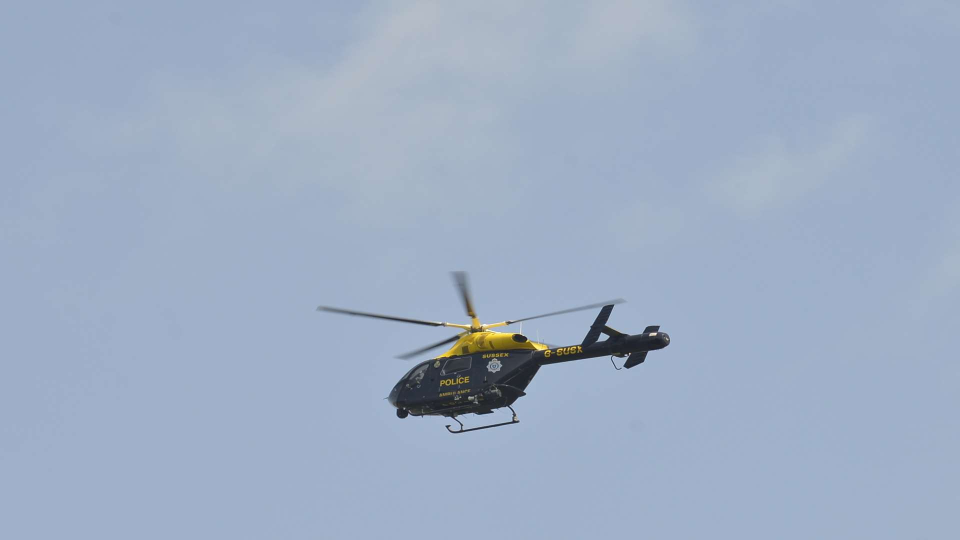 Police helicopter over town