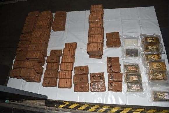 The haul found on the bus last year. Picture: National Crime Agency
