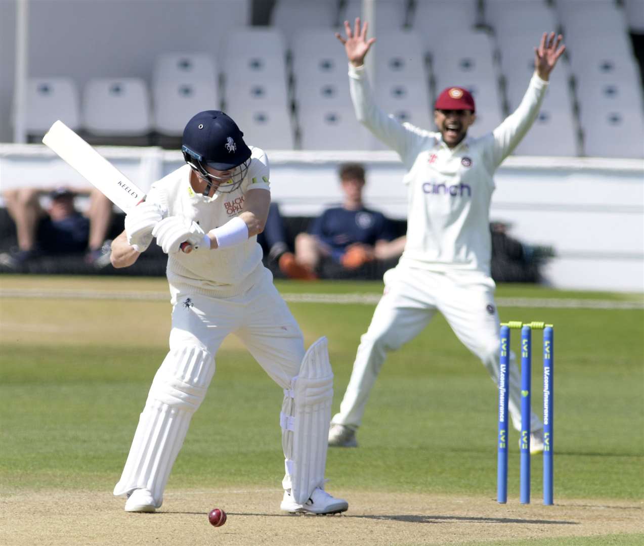 Joe Denly survived this appeal but was out for just five in Kent's second innings. Picture: Barry Goodwin
