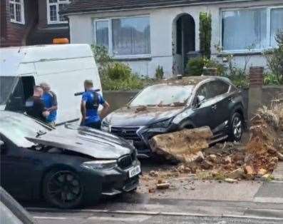Footage shows Gills players after crashing into a wall in Woodlands Road, Gillingham. Picture: Shakib Uddin