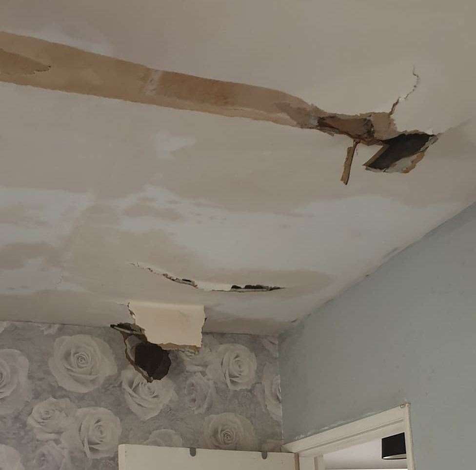 Damage inside the house caused by smoke, and water used by firefighters
