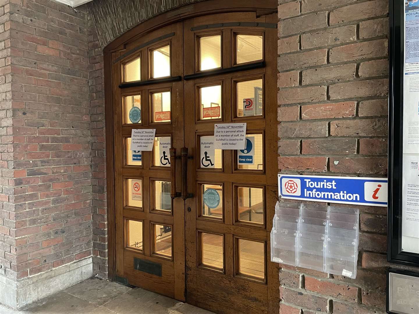 The doors of Sandwich Guildhall are closed to the public today
