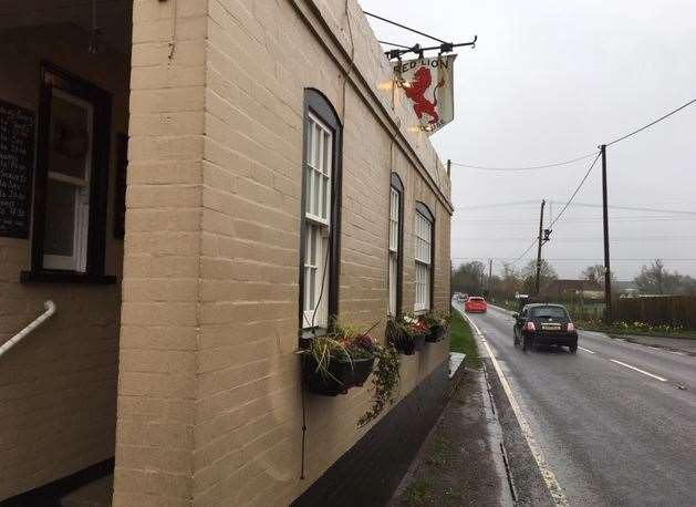 Take care if you walk round the front of the pub, the Red Lion is only about a foot away from the main road at one point