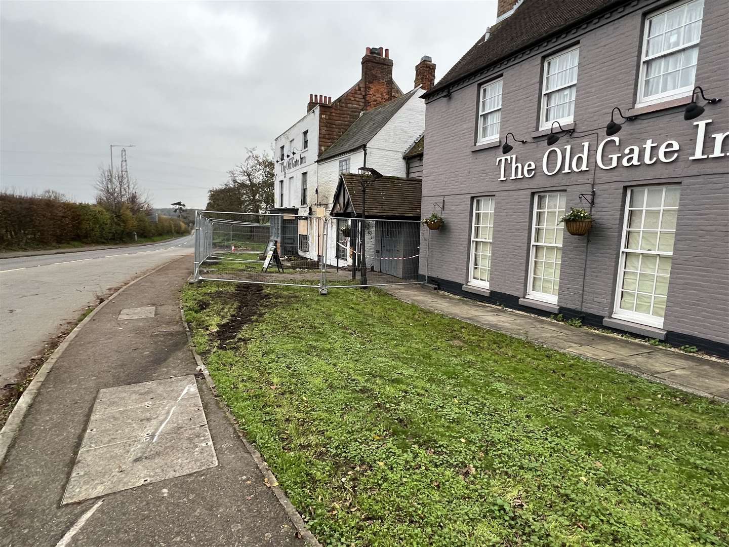 The scene of the crash at The Old Gate Inn Picture: Barry Goodwin.