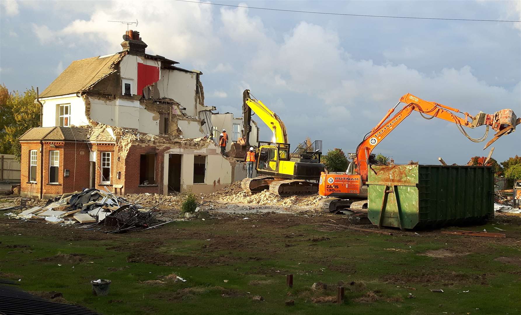 The Battle of Britain pub being illegally demolished without permission.