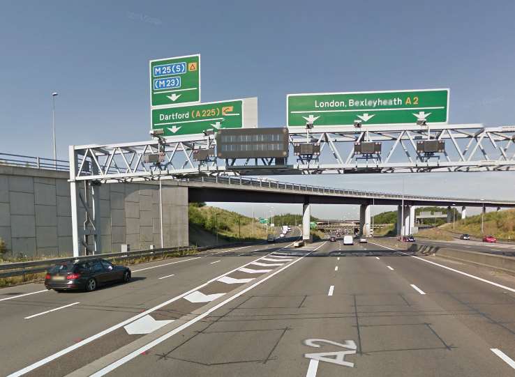 One lane is closed on the entry slip road to the M25. Picture: Google Street View