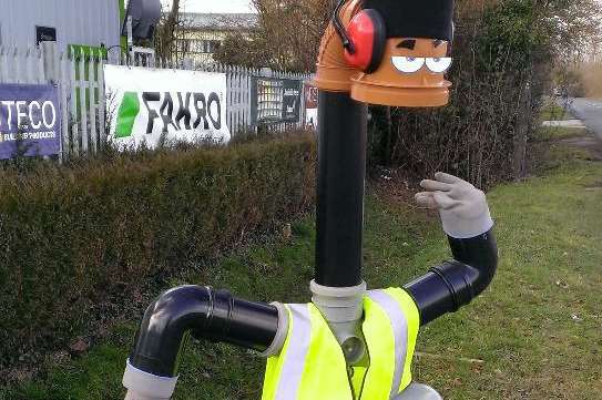 Fred the Polypipe man, who is outside JBS Tenterden Ltd to attract passing trade to the plumbing and building firm