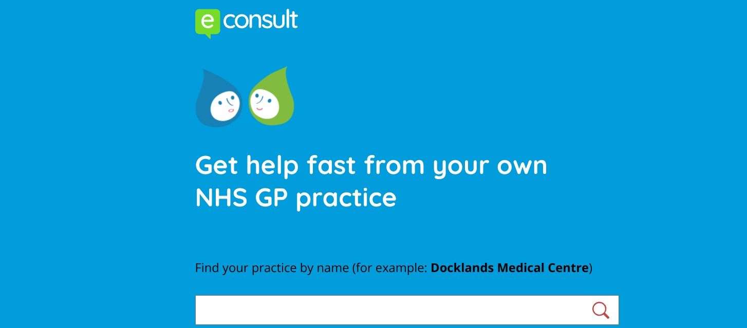 The eCosult form allows patients to quickly and safely get help and advice from their practice online