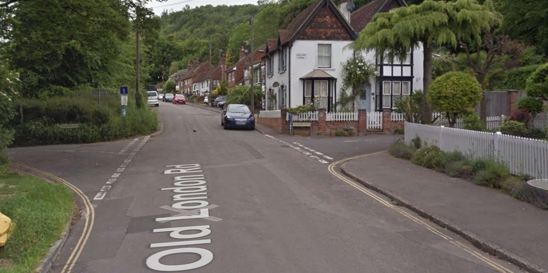 Old London Road at the cross roads with Pilgrims Way in Wrotham. Picture: Google Street View
