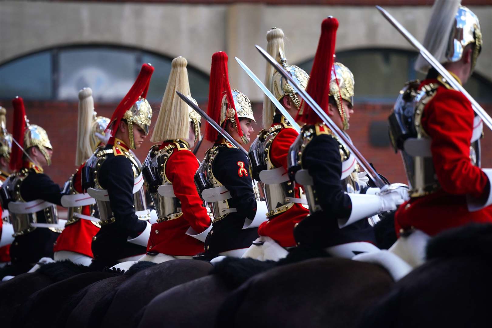 Troopers pose for a group photograph after the judging (Victoria Jones/PA)
