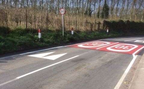 Fake speed bumps in Lower Road, East Farleigh and Ashford Road, Ashford could be seen across Kent