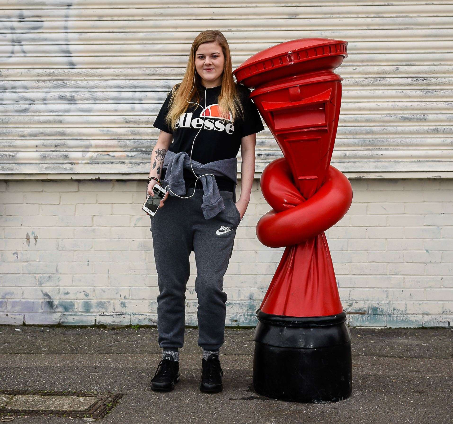 Courtney Paige next to the Alphabetti Spaghetti postbox in Margate Picture: Alan Langley