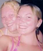 FREAK ACCIDENT: Danielle Day, right, with friend Karen White during a holiday in Greece last year