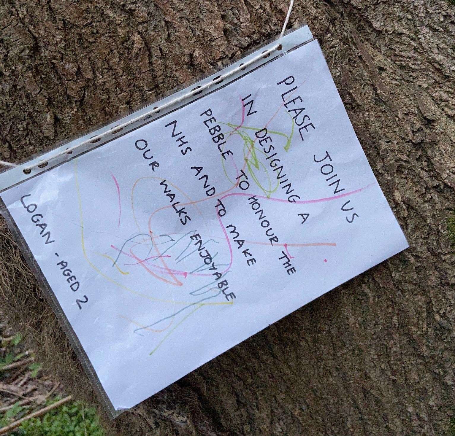 This note was left at a Taddington Wood tree three weeks ago by a little boy called Logan