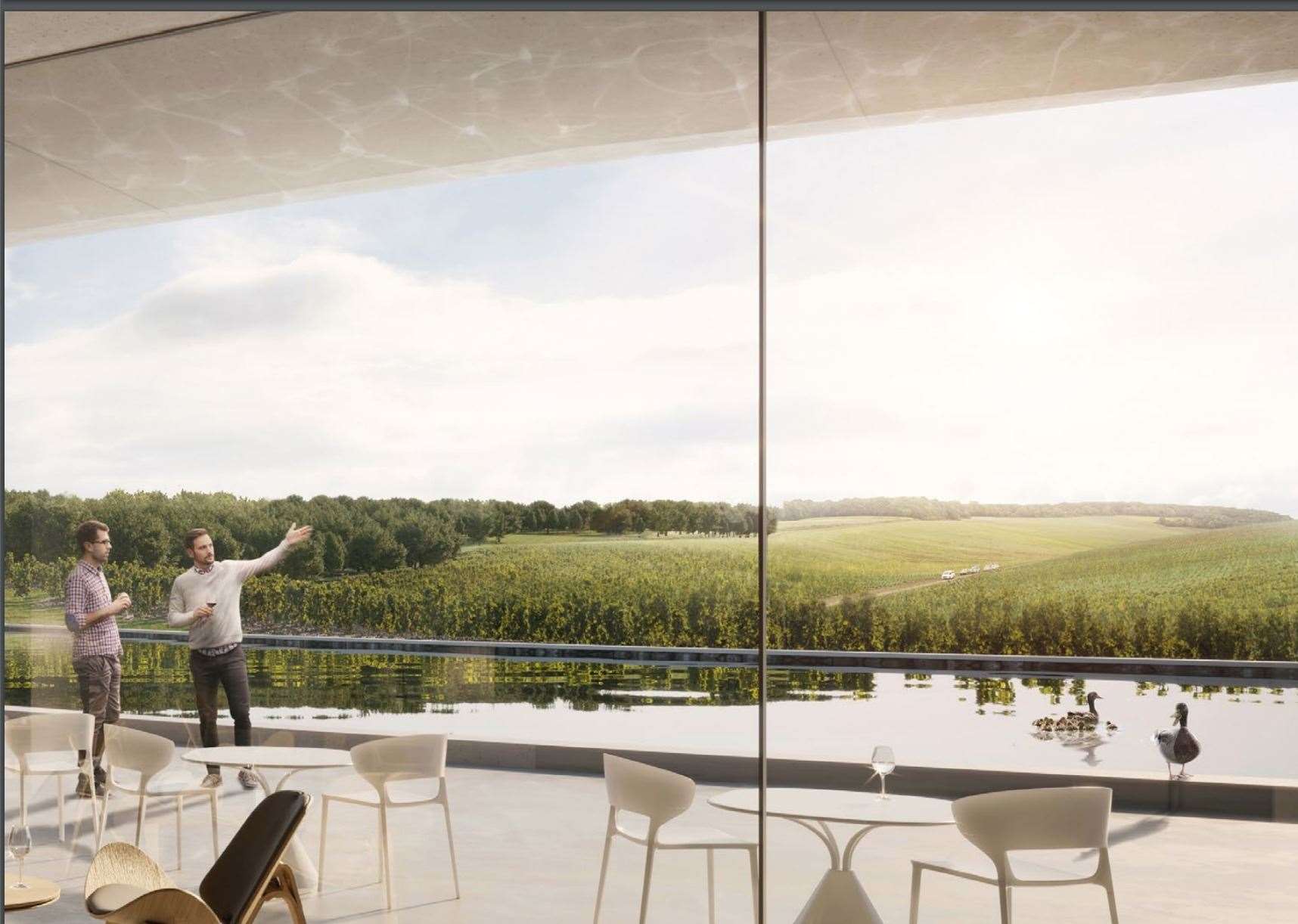 An artist's impression of Vineyard Farms Ltd planned winery and visitor centre