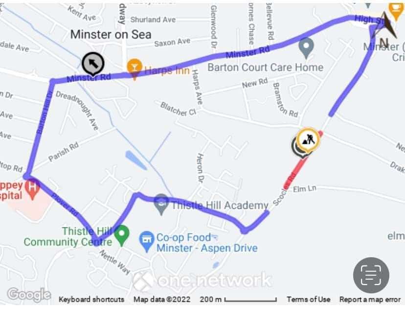 How traffic will be diverted when part of Scocles Road, Minster, is shut