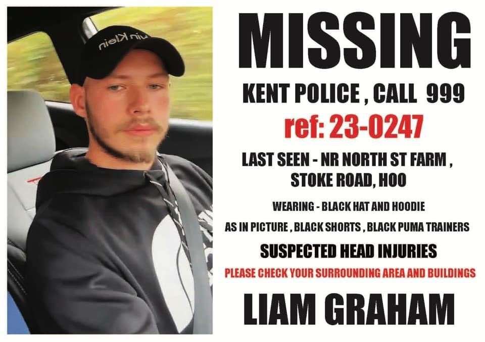 Posters to help find missing Liam Graham were put up across Kent
