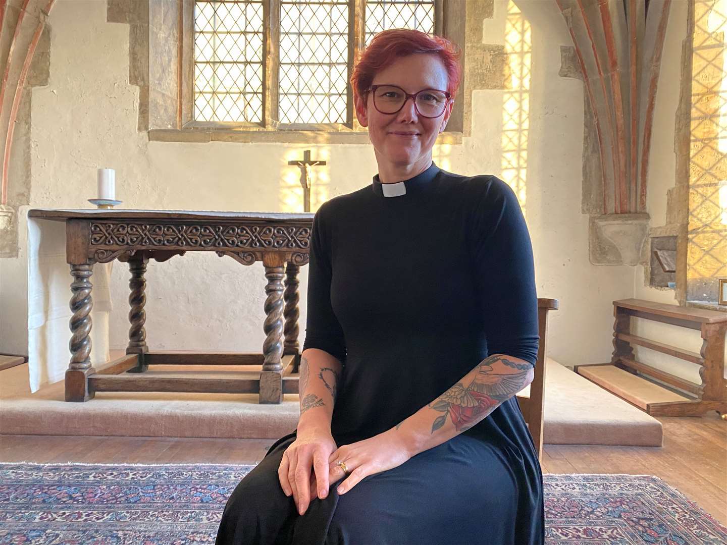 Revd Dalrymple, Head of Worship at Canterbury Cathedral, says her tattoos of flowers, animals, women’s sexual organs and religious symbolism “speaks of the Christian story”