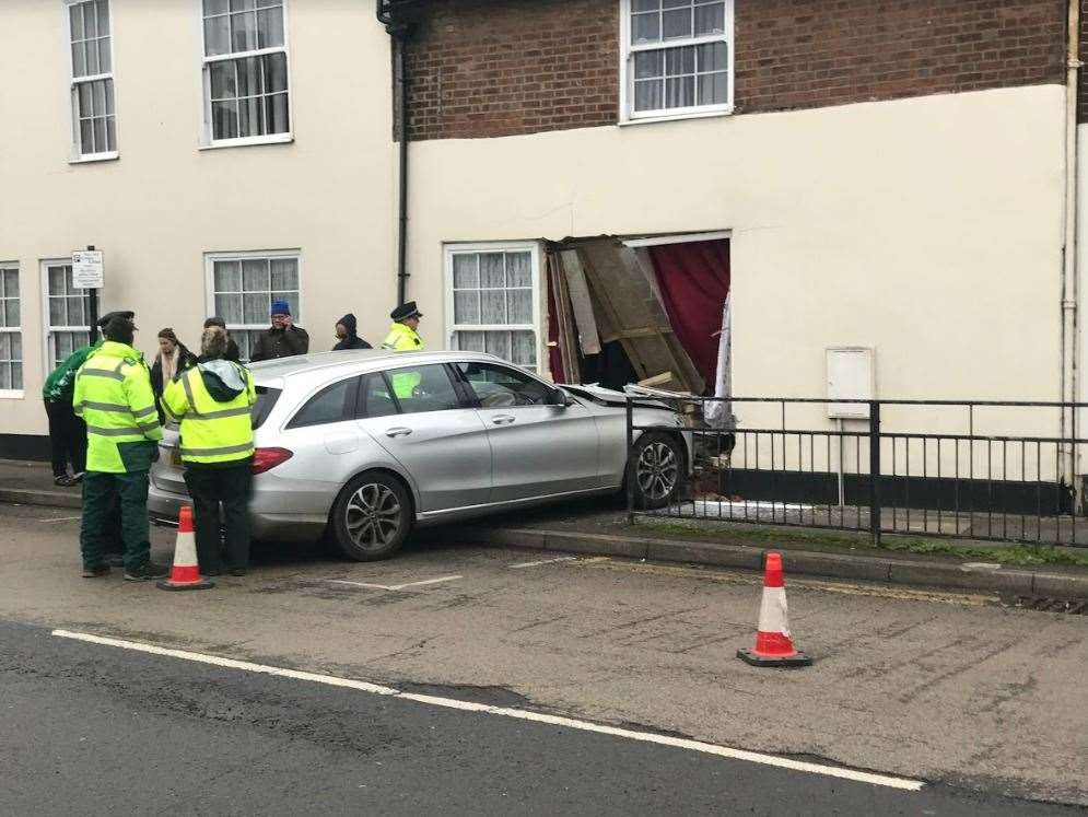 A car has crashed into a property in Mill Road, Sturry