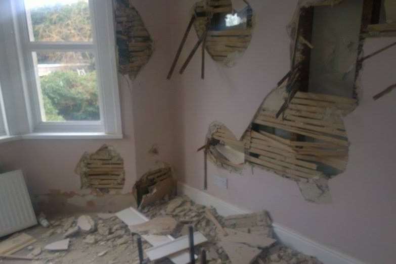 Pictures of the trashed house were released to the KM by the couple before the attack