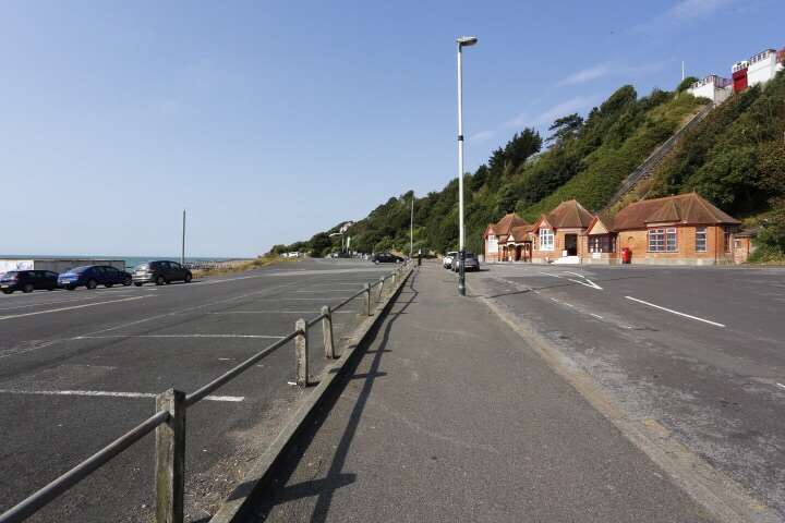 The road between two car parks at the bottom of the Leas Lift in Folkestone. Picture: Andy Jones