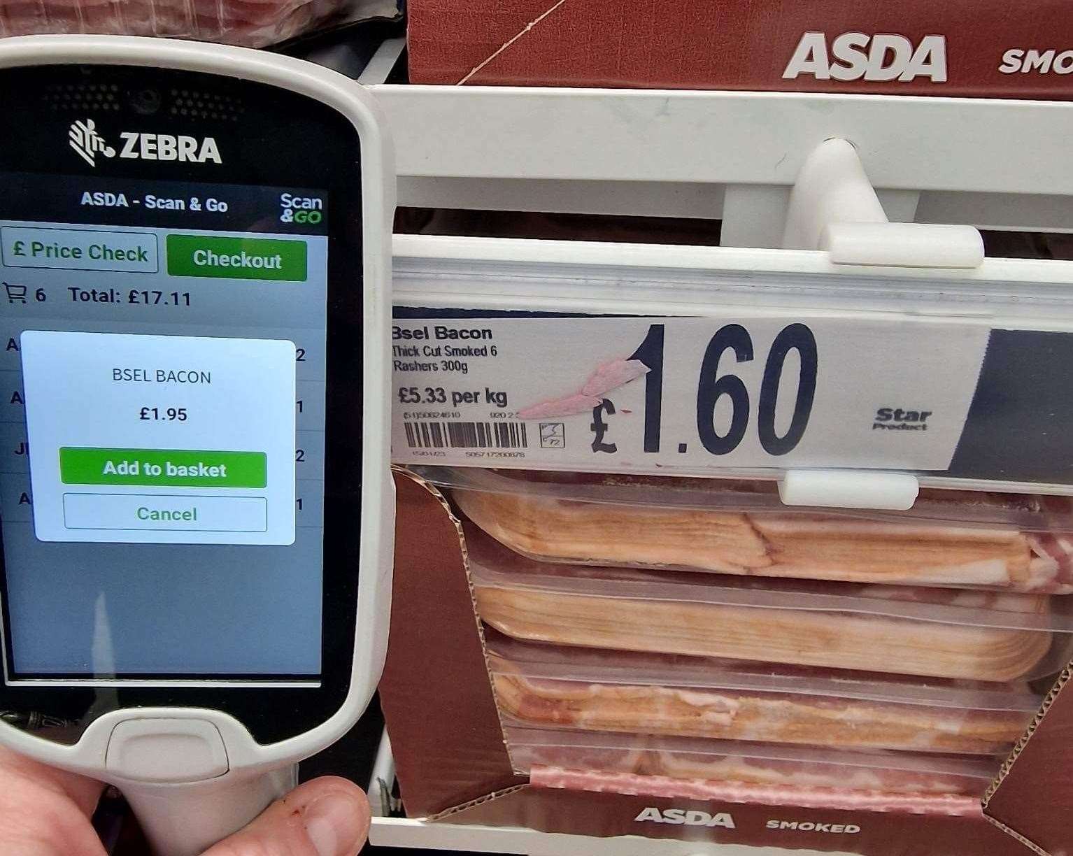 Bacon was coming up as £1.95 on the scanner